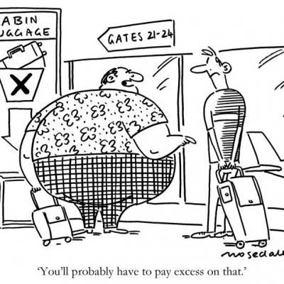 London Cartoonists Luggage Check in Cartoon