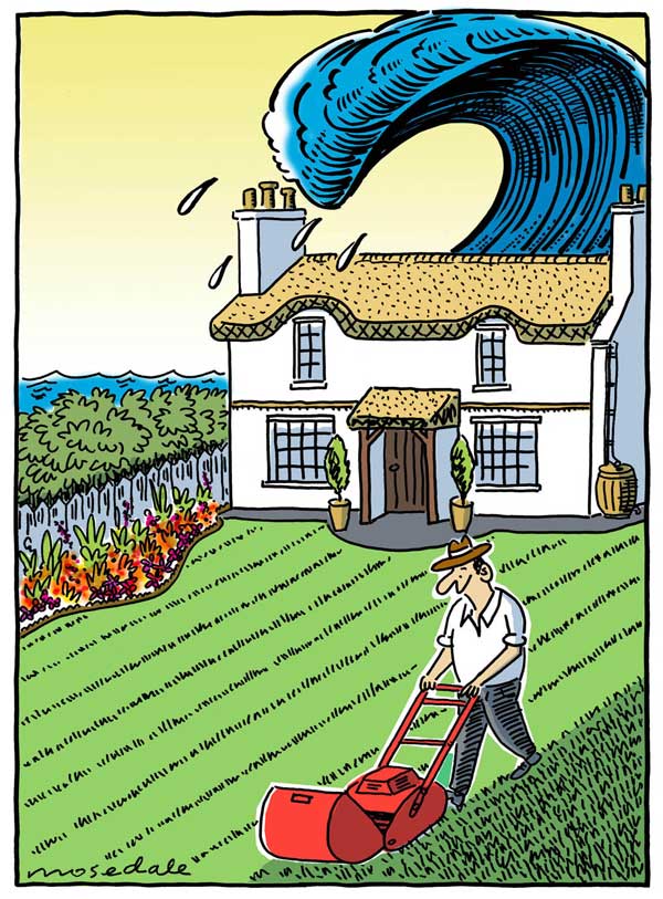 Tidal Wave Cartoon by London Cartoonists, Mike Mosedale