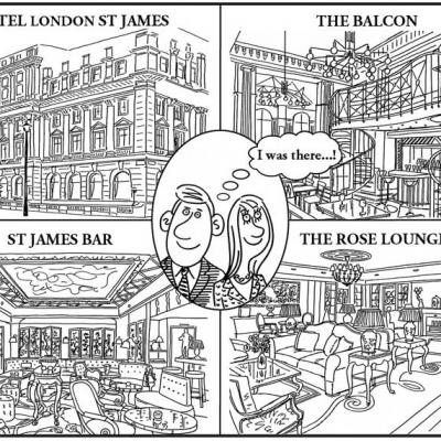 London Cartoonists Hotel Postcard Illustration