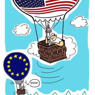 London Cartoonists US Against EU Trade Illustration