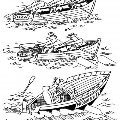 London Cartoonists Rowing Productivity Cartoon