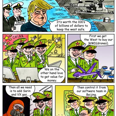 London Cartoonists Trumps Armada Cartoon